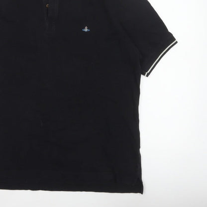 Vivienne Westwood Men’s Black 2XL Logo Embroidered Short Sleeve Polo