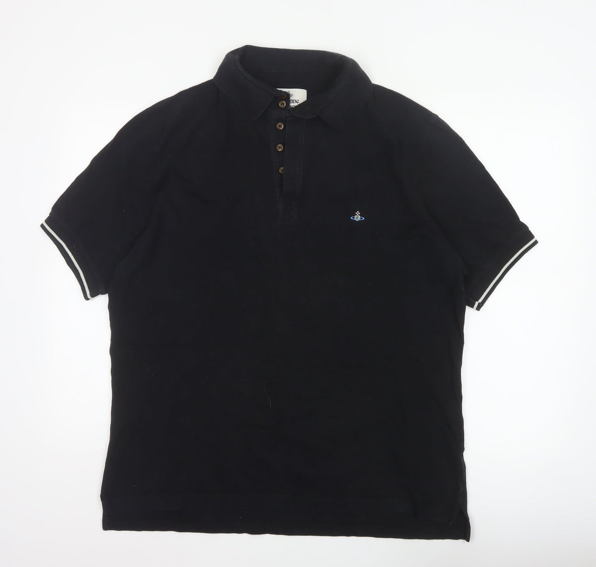 Vivienne Westwood Men’s Black 2XL Logo Embroidered Short Sleeve Polo