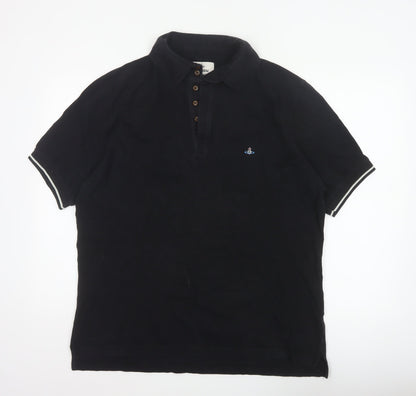 Vivienne Westwood Men’s Black 2XL Logo Embroidered Short Sleeve Polo