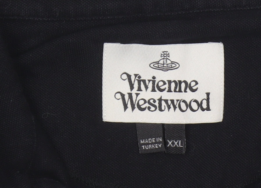 Vivienne Westwood Men’s Black 2XL Logo Embroidered Short Sleeve Polo