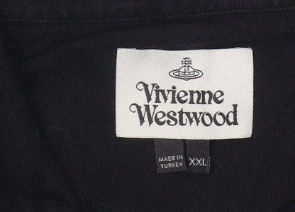 Vivienne Westwood Men’s Black 2XL Logo Embroidered Short Sleeve Polo