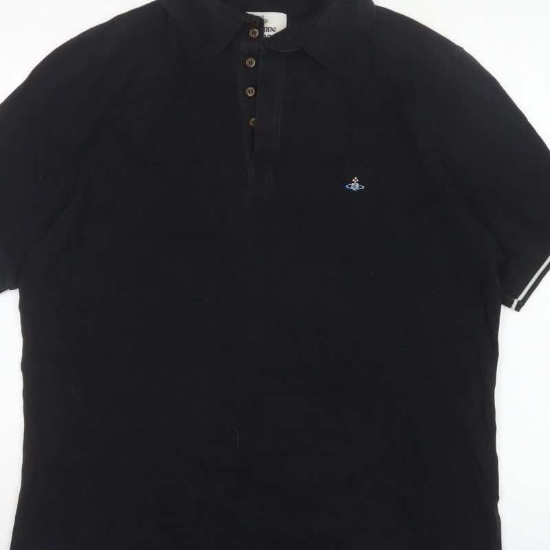 Vivienne Westwood Men’s Black 2XL Logo Embroidered Short Sleeve Polo
