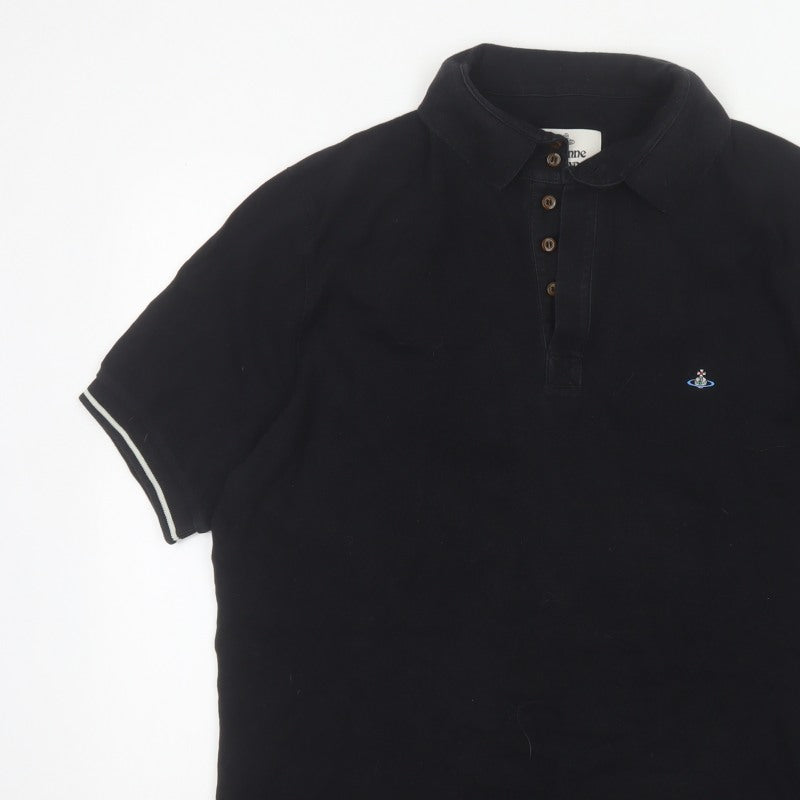 Vivienne Westwood Men’s Black 2XL Logo Embroidered Short Sleeve Polo