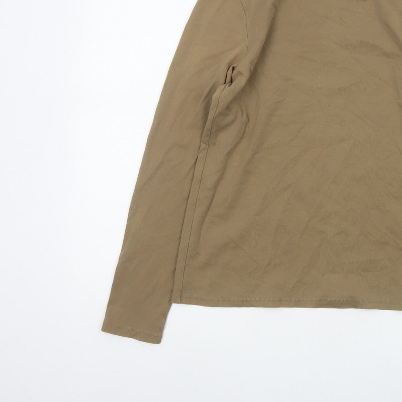 Uniqlo Women Brown M Basic Cotton Roll Neck Long Sleeve T-Shirt