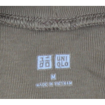 Uniqlo Women Brown M Basic Cotton Roll Neck Long Sleeve T-Shirt