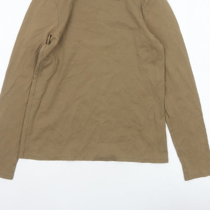 Uniqlo Women Brown M Basic Cotton Roll Neck Long Sleeve T-Shirt