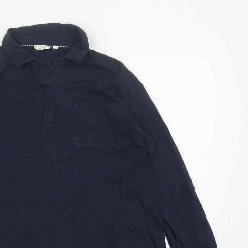 Fat Face Women Blue UK 14 Collared Long Sleeve Roll Tab Shirt