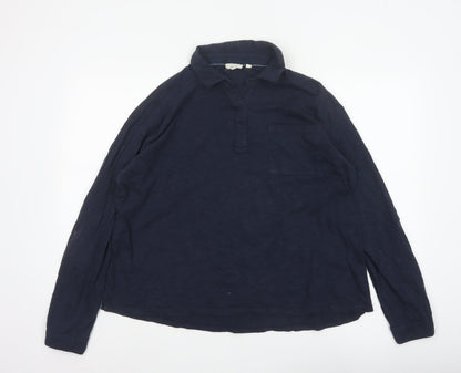 Fat Face Women Blue UK 14 Collared Long Sleeve Roll Tab Shirt