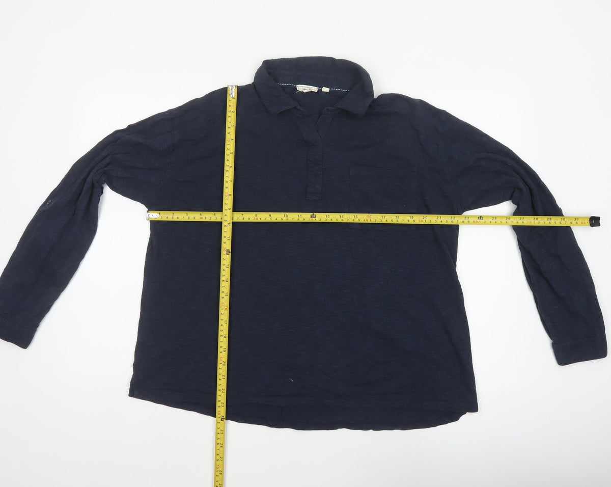 Fat Face Women Blue UK 14 Collared Long Sleeve Roll Tab Shirt