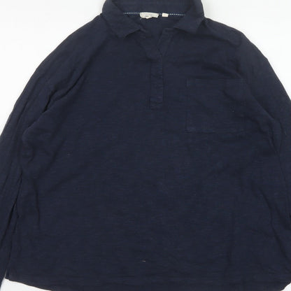 Fat Face Women Blue UK 14 Collared Long Sleeve Roll Tab Shirt