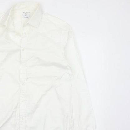 Van Heusen Men’s Ivory Fitted 16 Point Collar French Cuff Dress Shirt