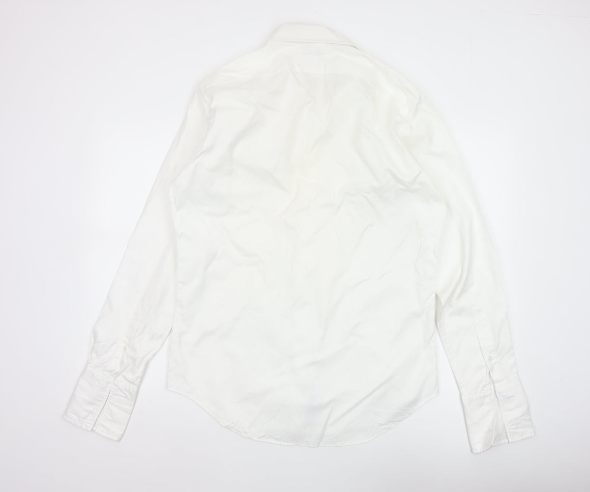 Van Heusen Men’s Ivory Fitted 16 Point Collar French Cuff Dress Shirt