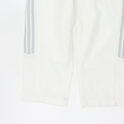Adidas Women White UK 10 Three Stripe Lined Jogger Trousers