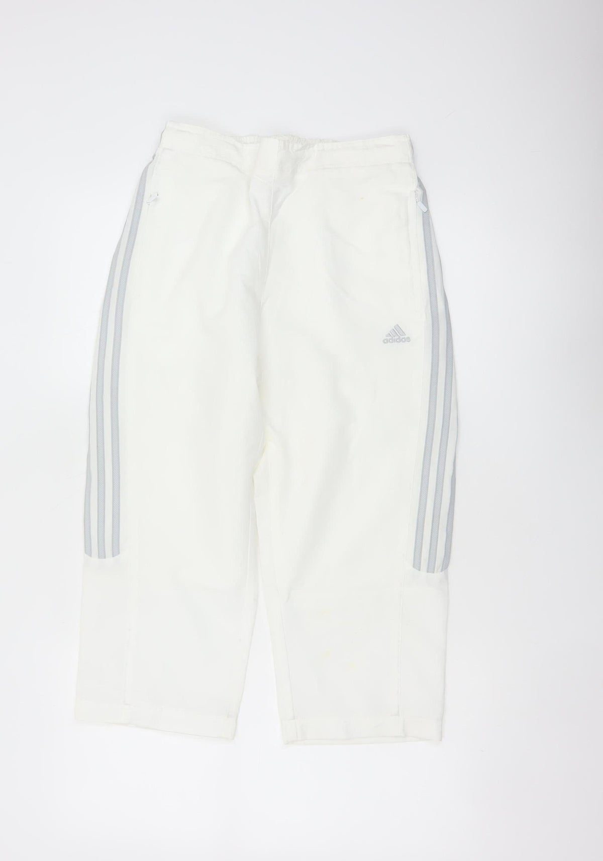 Adidas Women White UK 10 Three Stripe Lined Jogger Trousers