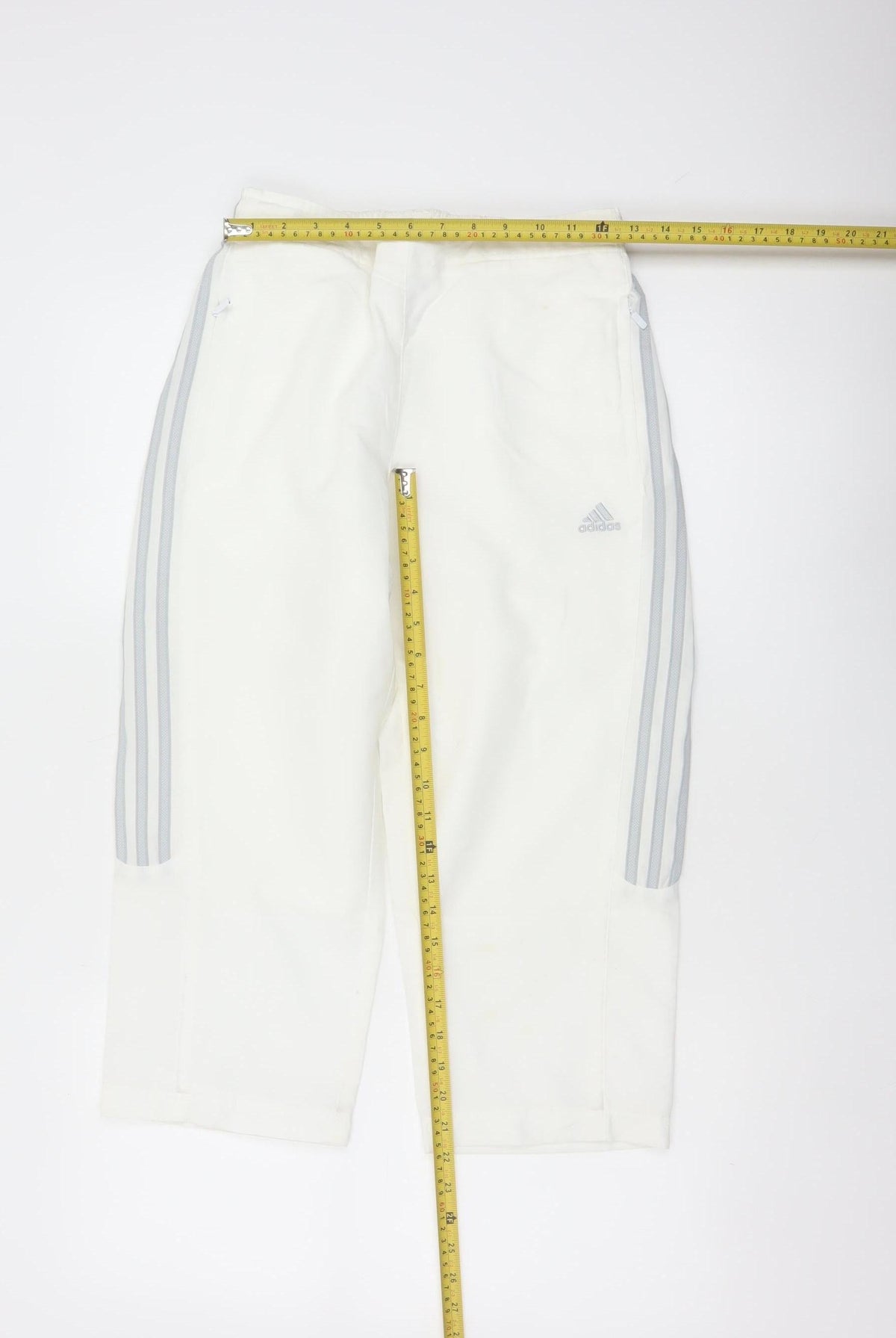 Adidas Women White UK 10 Three Stripe Lined Jogger Trousers