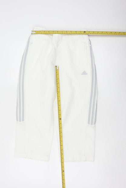 Adidas Women White UK 10 Three Stripe Lined Jogger Trousers