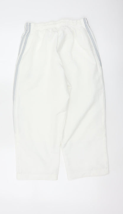 Adidas Women White UK 10 Three Stripe Lined Jogger Trousers