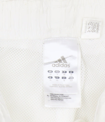 Adidas Women White UK 10 Three Stripe Lined Jogger Trousers