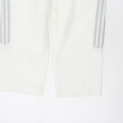 Adidas Women White UK 10 Three Stripe Lined Jogger Trousers