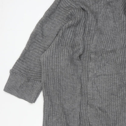 I Saw It First Women’s Grey Size 8 Rib Knit Open Long Cardigan