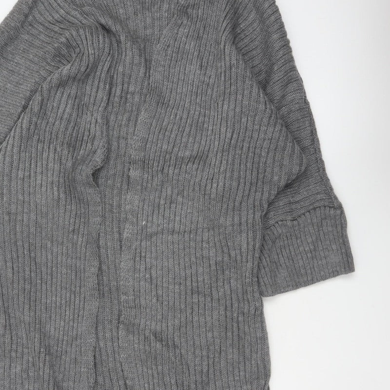 I Saw It First Women’s Grey Size 8 Rib Knit Open Long Cardigan