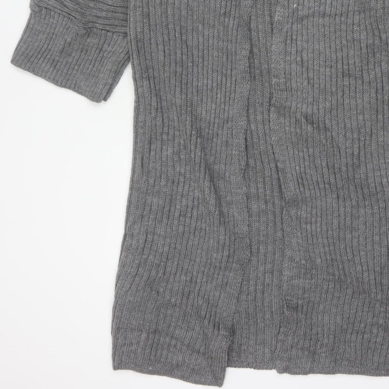 I Saw It First Women’s Grey Size 8 Rib Knit Open Long Cardigan