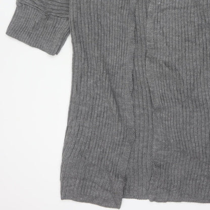 I Saw It First Women’s Grey Size 8 Rib Knit Open Long Cardigan