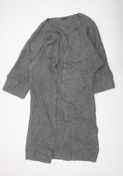 I Saw It First Women’s Grey Size 8 Rib Knit Open Long Cardigan