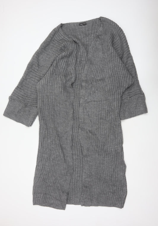 I Saw It First Women’s Grey Size 8 Rib Knit Open Long Cardigan