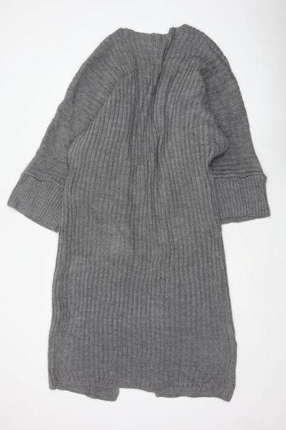 I Saw It First Women’s Grey Size 8 Rib Knit Open Long Cardigan