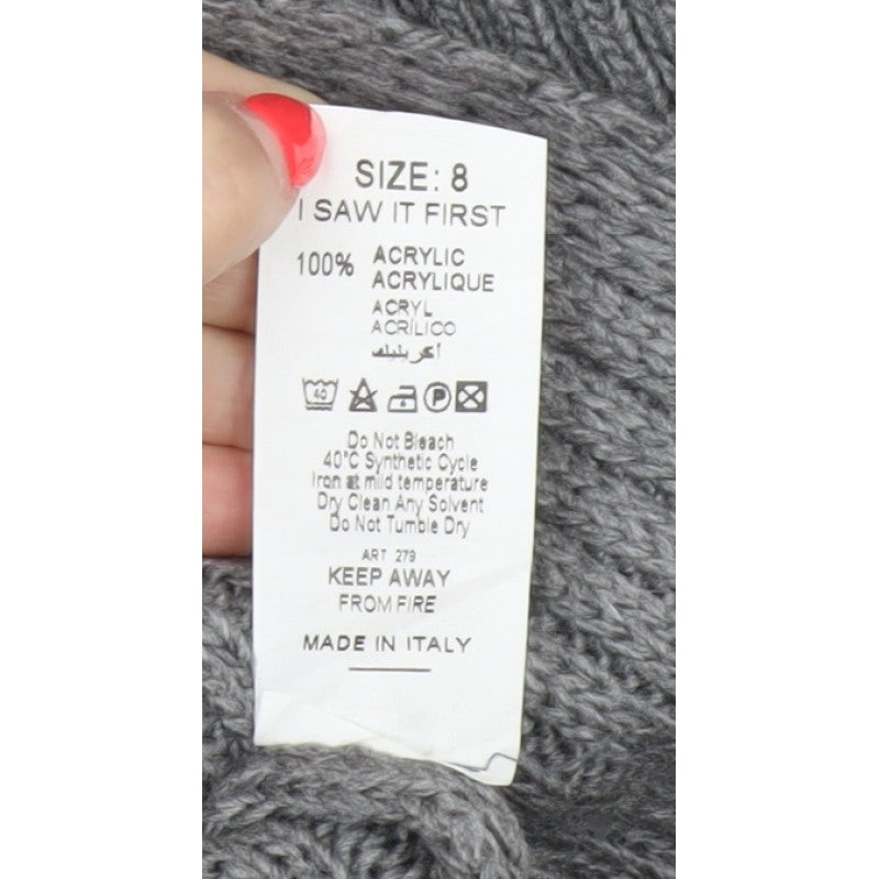 I Saw It First Women’s Grey Size 8 Rib Knit Open Long Cardigan