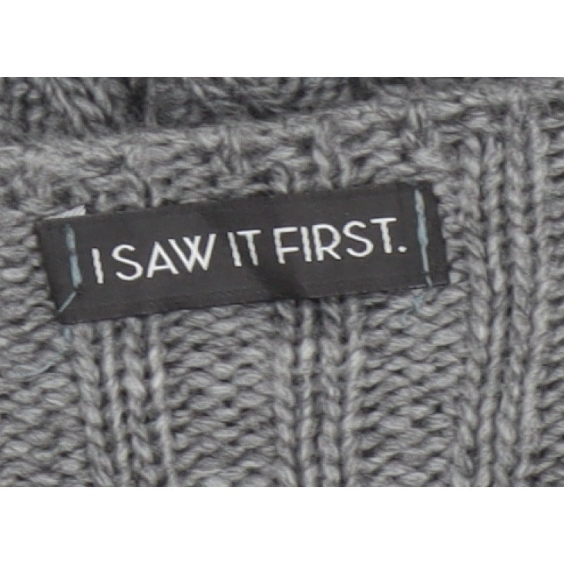 I Saw It First Women’s Grey Size 8 Rib Knit Open Long Cardigan