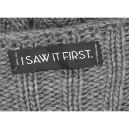 I Saw It First Women’s Grey Size 8 Rib Knit Open Long Cardigan