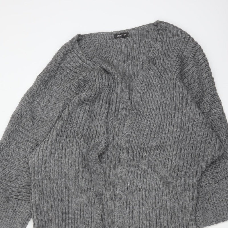 I Saw It First Women’s Grey Size 8 Rib Knit Open Long Cardigan