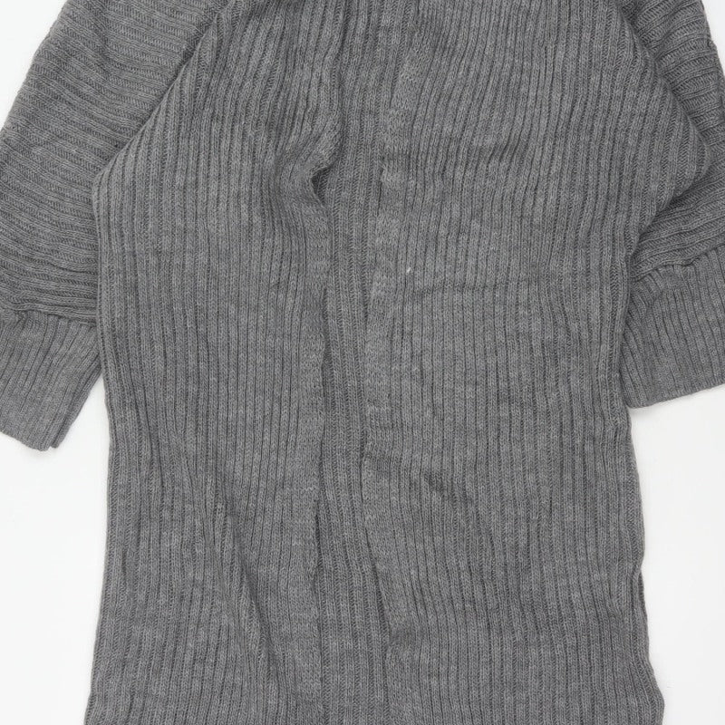I Saw It First Women’s Grey Size 8 Rib Knit Open Long Cardigan