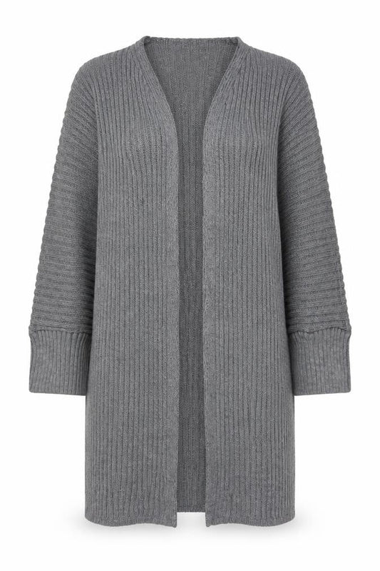 I Saw It First Women’s Grey Size 8 Rib Knit Open Long Cardigan