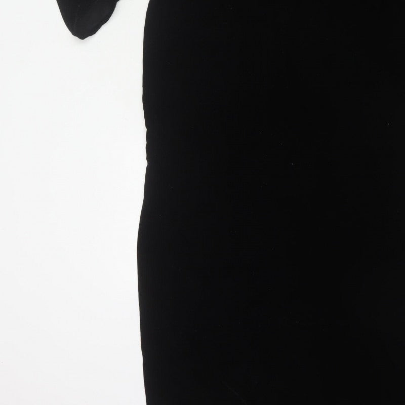 Zara Women Black S Velvet Long Bodycon Balloon Sleeve Party Dress