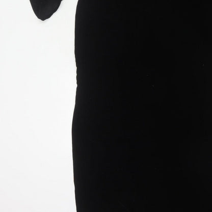 Zara Women Black S Velvet Long Bodycon Balloon Sleeve Party Dress