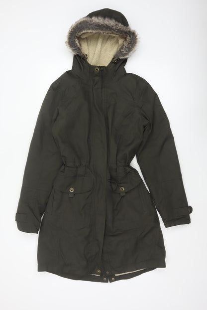 Craghoppers Women’s Black UK 10 Long Hooded Faux Fur Trim Parka Coat