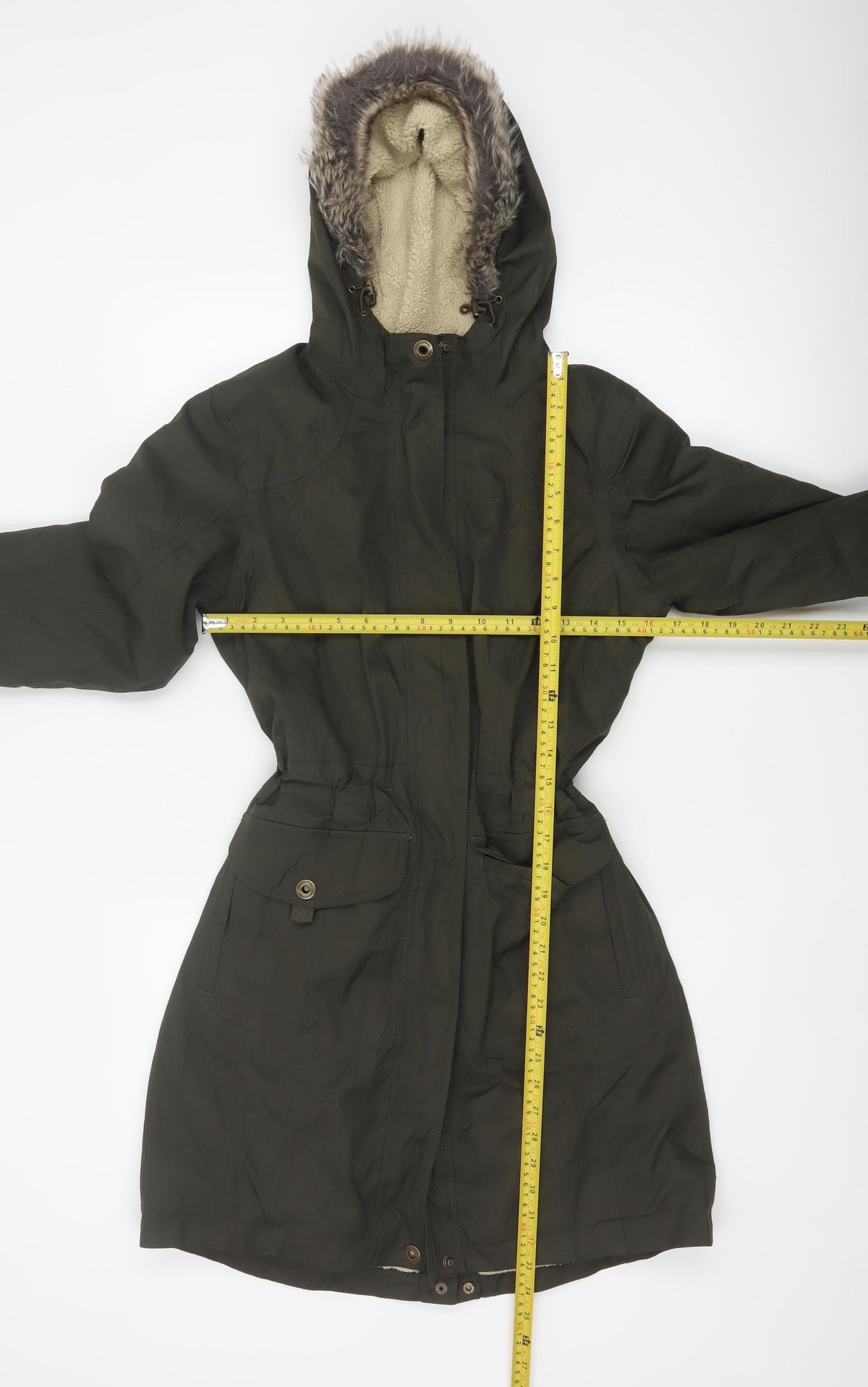 Craghoppers Women’s Black UK 10 Long Hooded Faux Fur Trim Parka Coat