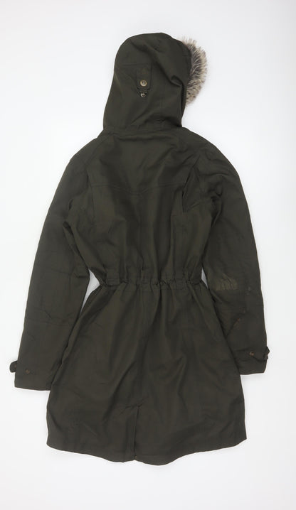 Craghoppers Women’s Black UK 10 Long Hooded Faux Fur Trim Parka Coat