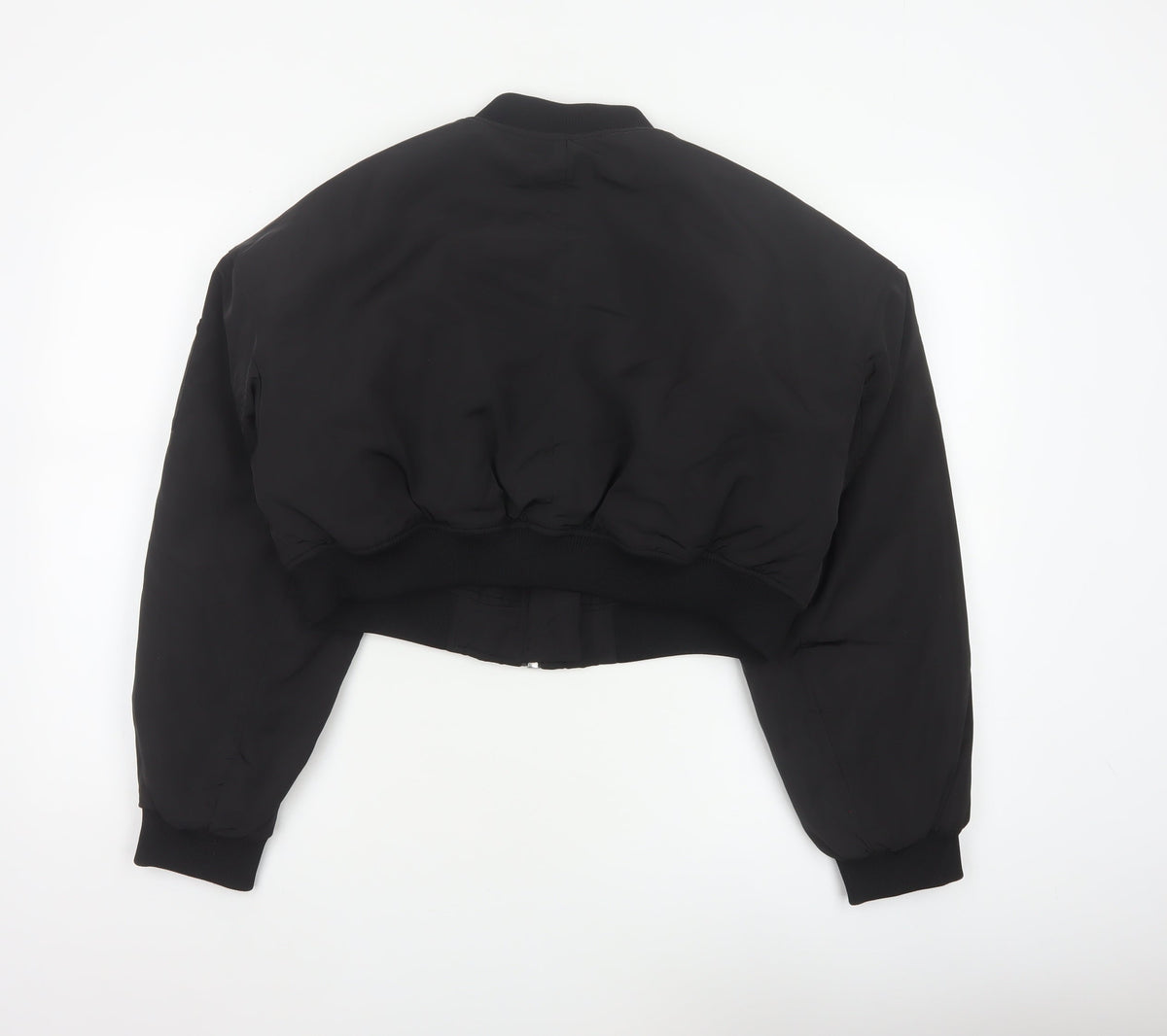 H&M Women’s Black M Cropped Padded Bomber Jacket Full Zip