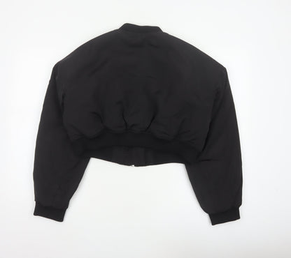 H&M Women’s Black M Cropped Padded Bomber Jacket Full Zip