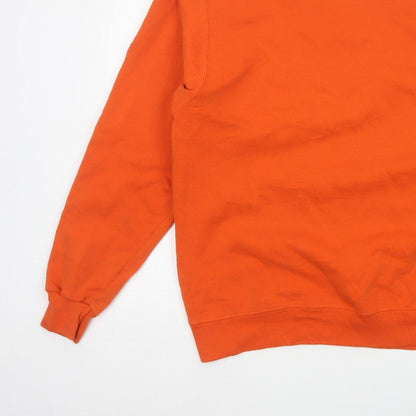 Champion Men Orange XL Crew Neck Pullover Sweatshirt Embroidered Logo