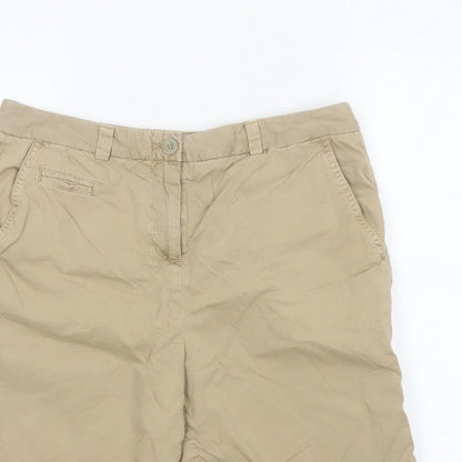 Marks & Spencer Women Beige UK 12 Cotton Chino Shorts Pockets
