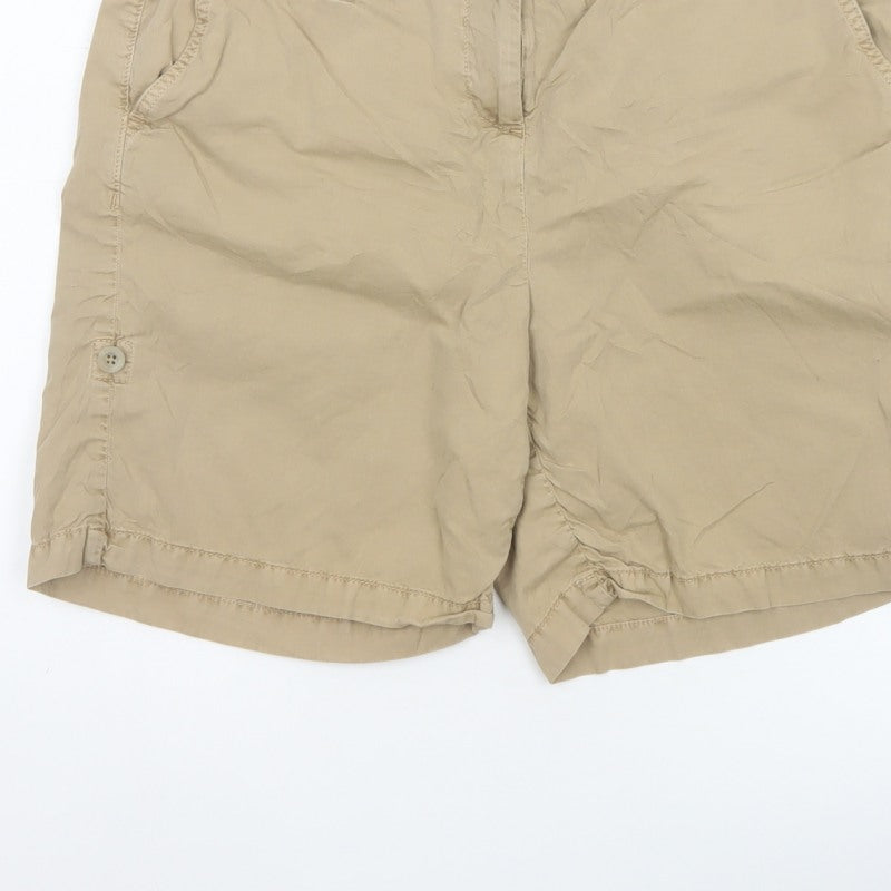 Marks & Spencer Women Beige UK 12 Cotton Chino Shorts Pockets