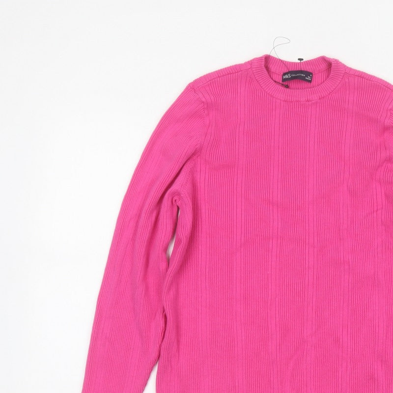 Marks and Spencer Women’s Pink Ribbed Crew Neck Jumper Size 18