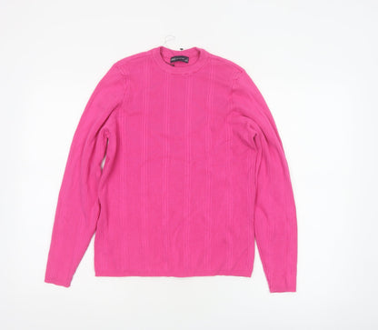 Marks and Spencer Women’s Pink Ribbed Crew Neck Jumper Size 18