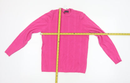 Marks and Spencer Women’s Pink Ribbed Crew Neck Jumper Size 18