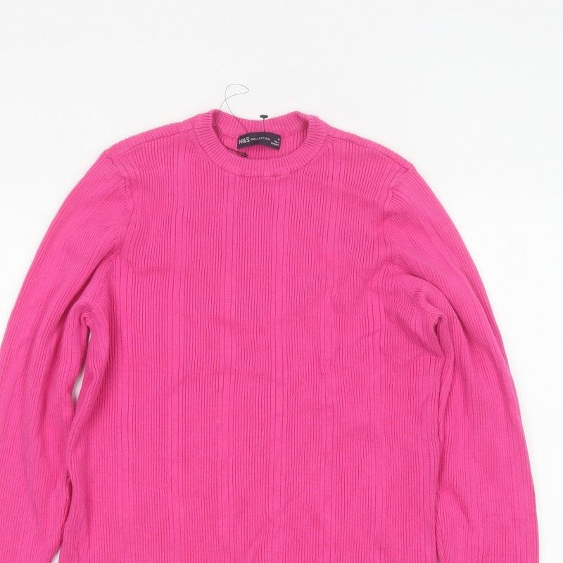 Marks and Spencer Women’s Pink Ribbed Crew Neck Jumper Size 18